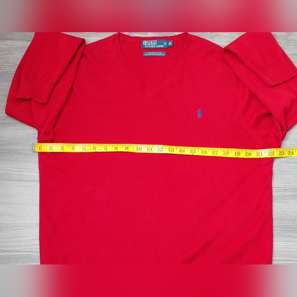 Excellent Used Condition Men's POLO RALPH LAUREN Pima Cotton V-Neck Sweater Med - Picture 5 of 7